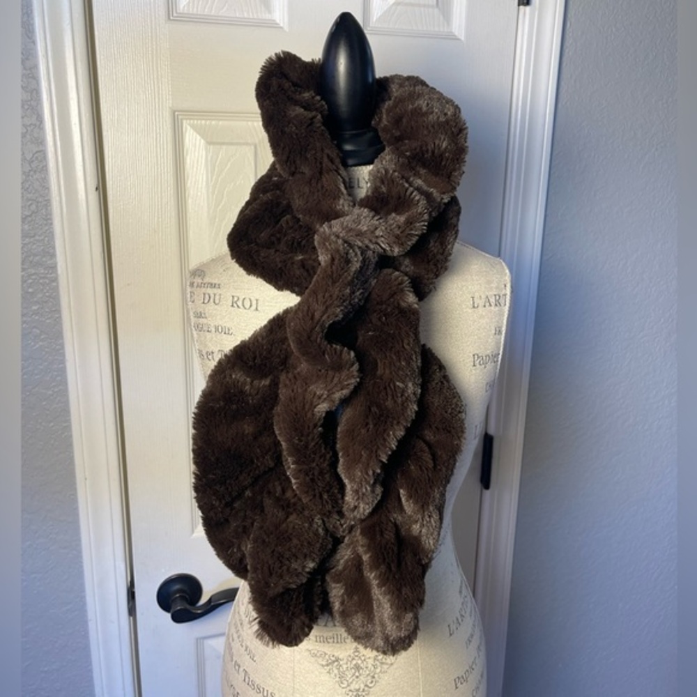 Adrienne Landau Brown Faux Fur Scarf